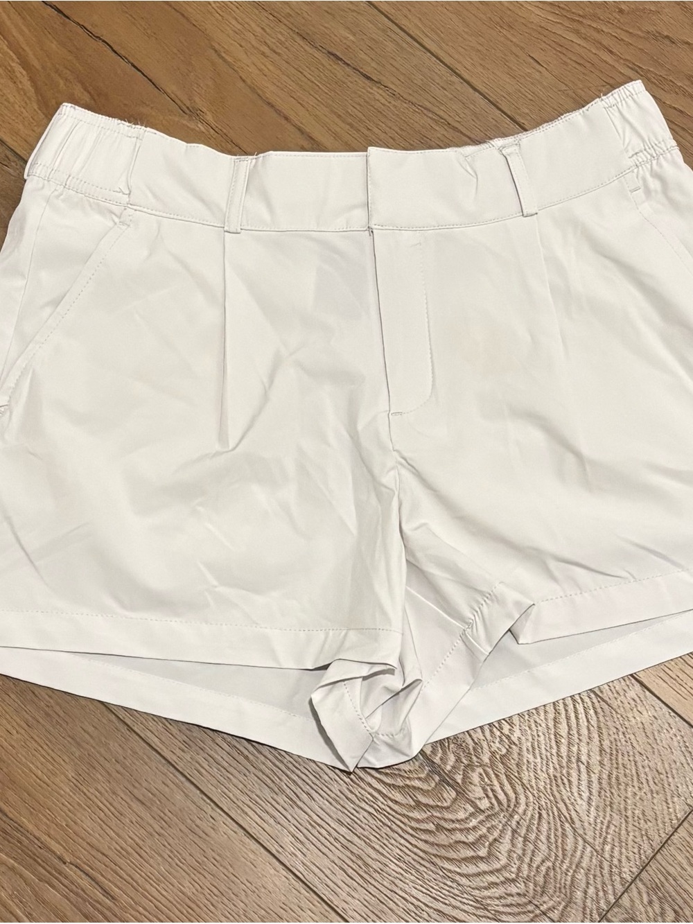 Avia White High-Waist Stretch Pleated Athletic Shorts